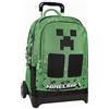 Franco Cosimo Panini MINECRAFT - Zaino Scuola Trolley Ufficiale Minecraft, Maniglia Regolabile, Trolley Staccabile, Spallacci Imbottiti e Regolabili, 2 Scomparti Principali, Tasche Frontali con Zip, 34x52Hx22 cm, Verde