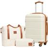 COOLIFE Set di Valigie Rigida 3 Pezzi, Set Valigie con Borsone da Viaggio Espandibile Palestra e Borsa da Toilette, Valigia con 4 Rotelle Girevoli a 360° TSA Serratura