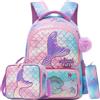 HTgroce Zaino Prima Elementare Bambina Zainetto Bambina Sirena Zaino per Bambini 7 anni