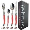 Lebrun 590052 Laguiole - Servizio di Posate da 24 Pezzi, in Acciaio Inox, Colore: Rosso