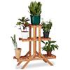 Relaxdays Scaffale per Fiori, 82,5 x 83 x 28,5 cm, per Piante Decorativo, Portafiori da Interni da Terra, Marrone Chiaro