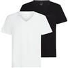 Karl Lagerfeld Uomo Elongated Logo V-Neck T-Shirt (2 Pack) White/Black XS