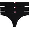 Tommy Hilfiger Donna Perizomi Confezione da 3 Thong in Cotone Elasticizzati, Nero (Black/Black/Black), L