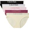 Calvin Klein Donna Slip Taglio Bikini Confezione da 5 con Fascia con Logo, Multicolore (Black/Craddle Pink/Snow Htr/Berr), XL