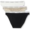 Calvin Klein Donna Slip Taglio Bikini Confezione da 3 con Fascia con Logo, Multicolore (Black/Grey Heather/Stunning Orchid), S