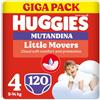 Huggies Little Movers Pannolini Mutandina Taglia 4 (9-14 Kg), Ultra assorbente, Protezione completa, Gigapack 120 Pz
