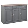 Inter Link - Cassettiera - Credenza - 3 ante - 3 cassetti - Pino massiccio - Laccato grigio seppia marrone - Stile casa di campagna - Luzerna 4.1