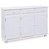 Inter Link - Cassettiera rustica - Credenza - Buffet - Stile rustico - Mobile laterale - Pino massiccio - 3 ante - 3 cassetti - Laccato bianco - Livio