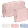 Aucuu Beauty Case da Viaggio Donna, 2 Pezzi Borsa Cosmetica in Velluto a Coste, Pochette Donna Trucchi Portatile, Borsa Porta Trucchi da Toilette, Makeup Bag Organizer per Viaggiare all'aperto
