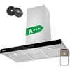 CIARRA ASS9102 Classe A++ Cappa Aspirante 90 cm Cappa da Cucina Scarico/Aria Ricircolata 4 Velocità Livelli Controllo Touch LED 650m3/h con filtro a carbone CBCF003