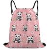 Generic Borsa Coulisse, Stampa Zainetti, Flower Pink Panda Cute, Fashion Sacca Sportiva per Uomo, Piscina, Spiaggia, 36X42cm