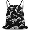 Generic Borsa Sportiva da Palestra, Personalizzato Zaino da Viaggio, Dinosaur Skull Skeleton Black Cute, Fashion Sacca Sportiva per Piscina, Festival, Yoga, 36X42cm