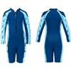 Fitcue Muta per bambini per ragazzi e ragazze con cerniera frontale da 2,5 mm, a maniche lunghe, in neoprene, costume intero per immersioni, surf, nuoto, blu, taglia S