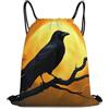 Generic Borsa Sportiva da Palestra, Leggero Zainetto, Full Moon Black Crow Bird, Unisex Borsa Palestra Scuola per Uomo, Adulto, Spiaggia, 36X42cm