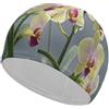 FekiLoot Cuffia da nuoto colorata con fiori di orchidee per uomini e donne, comoda cuffia da nuoto ad alta elasticità, cappello da nuoto personalizzato, traspirante, mantiene i capelli puliti Cuffia da bagno