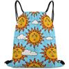 Generic Zaino Coulisse, Personalizzato Zainetti, Sun Clouds Blue Stripes Boho Style, con Coulisse Borsa Palestra Scuola per Uomo, Spiaggia, Yoga, 36X42cm