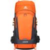 RichVibe Grande zaino da trekking da 65 l, per campeggio e trekking, zaino da viaggio in nylon impermeabile con copertura antipioggia, schienale in rete traspirante e cinghie regolabili per sport