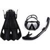 VEYFIY Set da snorkeling con boccaglio Dry Top, maschera regolabile e pinne aperte per adulti, blu (L/XL bianco e nero)