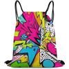 Generic Coulisse Borsa da Palestra, Stampa Zaino da Viaggio, Pink Geometric 80S 90S Style, Fashion Sacco Sportive per Donna, Piscina, Vacanze, 36X42cm