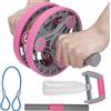 AOWINHIT Set di Ruote Addominali Multifunzionali con Maniglie Ergonomiche per Allenamento Fitness a Casa Design Compatto Materiale Atossico (Rosa)