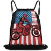 Generic Borsa Coulisse, Unisex Sacca Zaino Sportivo, Motorcycle American Flag Motocross Dirt Bike, Fashion Sacca Sportiva per Adulto, All'Aperto, Piscina, 36X42cm