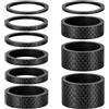 Minfuerang Set da 10/11 Distanziali Attacco Manubrio in Fibra di Carbonio per Bicicletta, Spessori Manubrio Bici 3K da 1-1/8 Pollici per MTB, 1/2/3/5/10/15/20 mm
