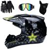 EVGATAVAB Integrale MTB Casco da Motocross, con Occhiali Guanti Maschera, Gioventù Bambini Fuori Strada Enduro Moto Karting Caschi, Discesa MX ATV BMX Corse Dirt Bike Incidente Casco(Bright Black,M/54-55CM)