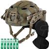 FmedRBC Casco Tattico Airsoft con Luci Guida Integrate E Scatola Batteria Rimovibile, Casco con Modalità IR Bianche Lampada Illuminazione E Segnali Laterali for Giochi Paintball Caccia Notturna