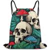 Generic Borsa Coulisse, Leggero Sacca Zaino Sportivo, Green Leaves Trippy Mushroom Eye Skull, Stampa Sacca Ginnastica per Uomo, Vacanze, All'Aperto, 36X42cm
