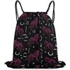 Generic Borsa Sportiva da Palestra, Stampa Gym Sack, Mystical Goth Fire Dark Purple Galaxy Foxes Moon Black, Unisex Sacca Sportiva per Yoga, All'Aperto, Viaggi, 36X42cm