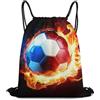 Generic Coulisse Borsa da Palestra, con Coulisse Sacca Zaino Sportivo, Fire Flame Soccer Football Black, Fashion Sacca Ginnastica per Uomo, Donna, All'Aperto, 36X42cm