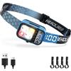 DARKDAWN Torcia Frontale Ricaricabile a LED, 5 modalità Lampada Frontale USB C con sensore di Movimento, Display Digitale di Potenza, Regolabile su/Giù, per Campeggio, Riparazione Auto, 1 Pezzo