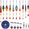 KSHENG Set da pesca, 205 pezzi rosso piombo, 10 galleggianti da pesca, 3 accessori da pesca, 4 tappi in gomma, set da pesca galleggiante per pesci di diverse dimensioni in laghi