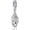Rimgoris Bracciale da donna in argento sterling 925 con ciondolo a forma di conchiglia di perla, per la Festa della Mamma con Zirconi