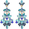Clearine Moda Vintage Dichiarazione Goccia Orecchini pendenti Marquise Quadrato Cristalli Cluster Art Deco per Donne Blu Oro-fondo