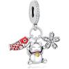 Nbsameng S925 Gioielli Ciondolo in Argento Sterling per bracciali e collane Pandora, un regalo festivo per le signore, bandiera della tenda & gatto della fortuna & fiore di ciliegio, No aplicable,