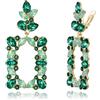 Clearine Orecchini pendenti Art Deco Marquise Goccia Strass Cristalli Geometrici per Donne Smeraldo Colore Oro-fondo