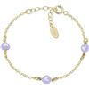Amen Bracciale Bambina Collezione Junior. Gioiello Realizzato in Argento 925 di Colore Oro e Smalto Lilla e Bianco. Lunghezza: 14 + 3 cm. La referenza è BRJ3CUGLI3