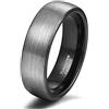 Titaniumcentral 6mm 8mm Anello in tungsteno da uomo donna con nero e blu anelli di fidanzamento (Nero-6mm,60 (19.1))