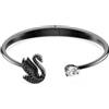 Swarovski Swan - Bracciale rigido da donna placcato rutenio, misura media, colore: nero, Medium, Cristallo, Nessuna pietra preziosa