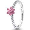PANDORA Anello in argento da donna con fiore scintillante rosa 194499C02, 60/19,1, Argento sterling, Zirconie sintetico