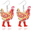 QKEOISUD Simpatici orecchini pendenti a forma di pollo, orecchini pendenti in acrilico con stivali rossi colorati al neon, accessori per gioielli da donna, Misura unica, Acrilico, Nessuna pietra preziosa
