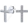 Bling Jewelry Tradizionale Religioso Spirituale Cz Micro Pave Croce Orecchini Per Le Donne Adolescenti Uomini .925 Sterling Silver Cubic Zirconia
