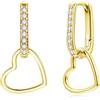Glintara Orecchini a cerchio per donne e ragazze, orecchini Huggie in argento Sterling 925 con ciondolo geometrico a forma di cuore a stella, orecchini a cerchio in argento con zirconia cubica