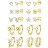 JeweBella 10 Paia Set Orecchini Acciaio Inossidabile Donna Anallergici Orecchini Cerchio Piccoli Bambina Piercing Orecchio Acciaio Chirurgico Nichel Free Cartilagine Helix Trago Piercing Oro Argento