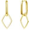 Glintara Orecchini a cerchio in argento 925, a forma di stella/cuore/geometrico, per donne e ragazze, in argento sterling 925, ovali, con ciondolo, alla moda, con zirconi, regalo per donne, Argento