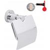 tesa Loxx Portarotolo con Coperchio, Porta carta igienica adesivo in metallo inox cromato, Senza forature, Rimovibile senza lasciare traccia, 135 mm x 140 mm x 80 mm