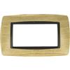 puntoluceled Placca Bombe bombata in tecnopolimero compatibile con BTicino Living International 4 moduli Legno Scuro - Cornice frontale da incasso cassetta 504
