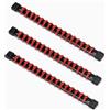 ACEBON Set Porta Bussole 1/4 (6,3 mm), 3 Barre con 48 Clip, Supporto per Bussole Metriche e SAE, Organizer per Cassetta Attrezzi, Officina e Garage