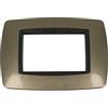puntoluceled Placca Bombe bombata in tecnopolimero compatibile con BTicino Living International 3 moduli Bronzo - Cornice frontale da incasso cassetta 503